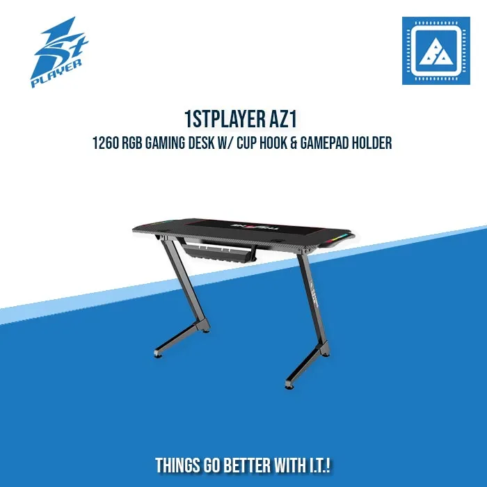 1STPLAYER AZ1-1260 RGB GAMING DESK W/ CUP HOOK & GAMEPAD HOLDER