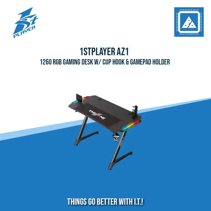 1STPLAYER AZ1-1260 RGB GAMING DESK W/ CUP HOOK & GAMEPAD HOLDER