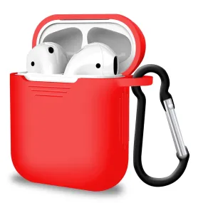 2 in 1 Apple Airpods Silicone Case Earphones Charging Skin Cover - Red