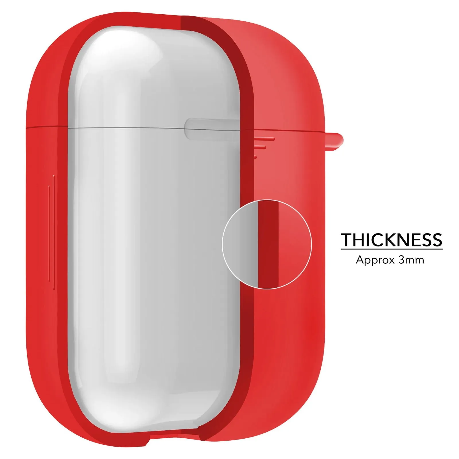 2 in 1 Apple Airpods Silicone Case Earphones Charging Skin Cover - Red