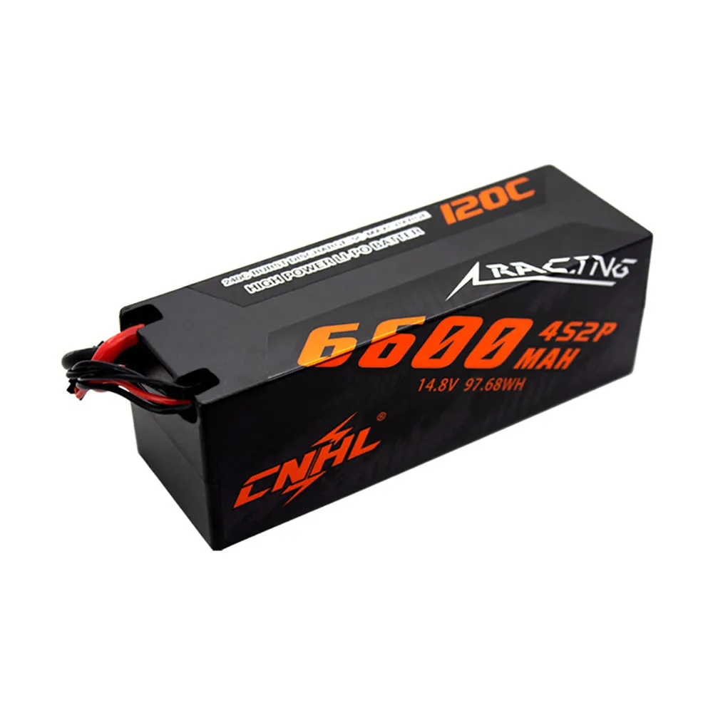 2 Packs CNHL Racing Series 6600mAh 14.8V 4S 120C Hard Case Lipo Battery with EC5 Plug - CA Warehouse