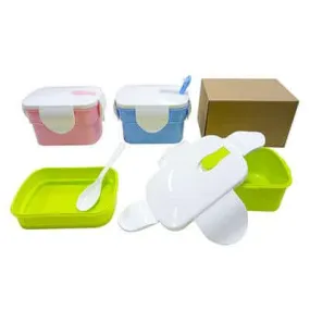 2-Tier Rectangular Lunch Box with spoon