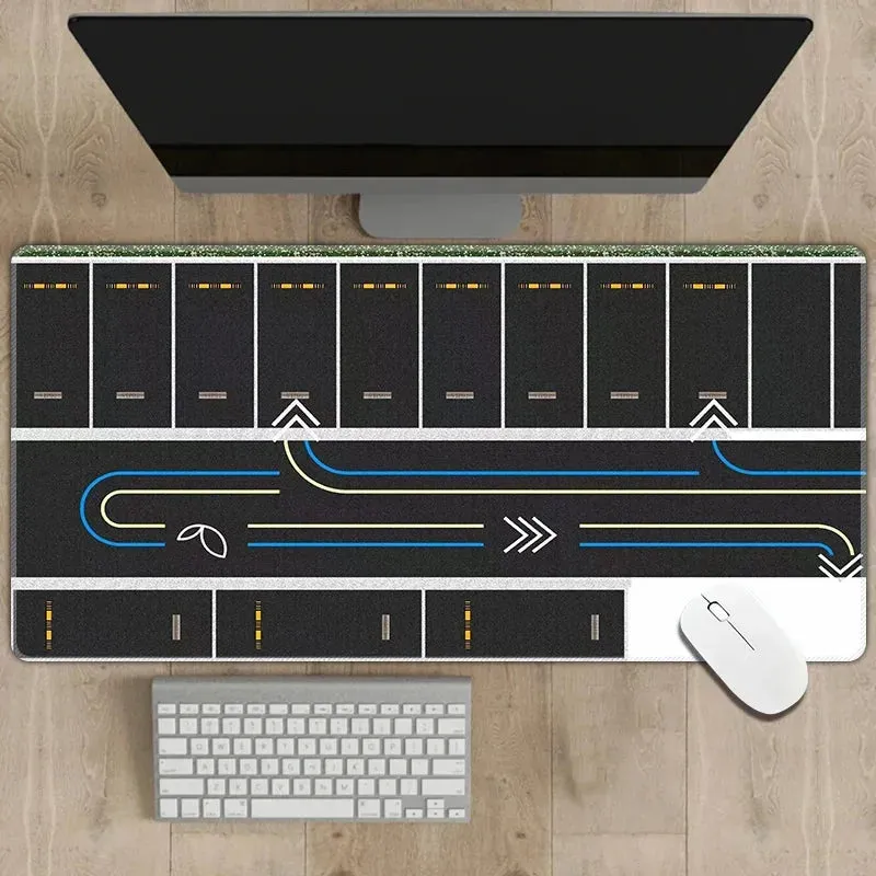 300x600mm Non-Slip Rubber Mouse Pad with RC Racing Track Design - Multipurpose Desk Mat, 2mm Thickness