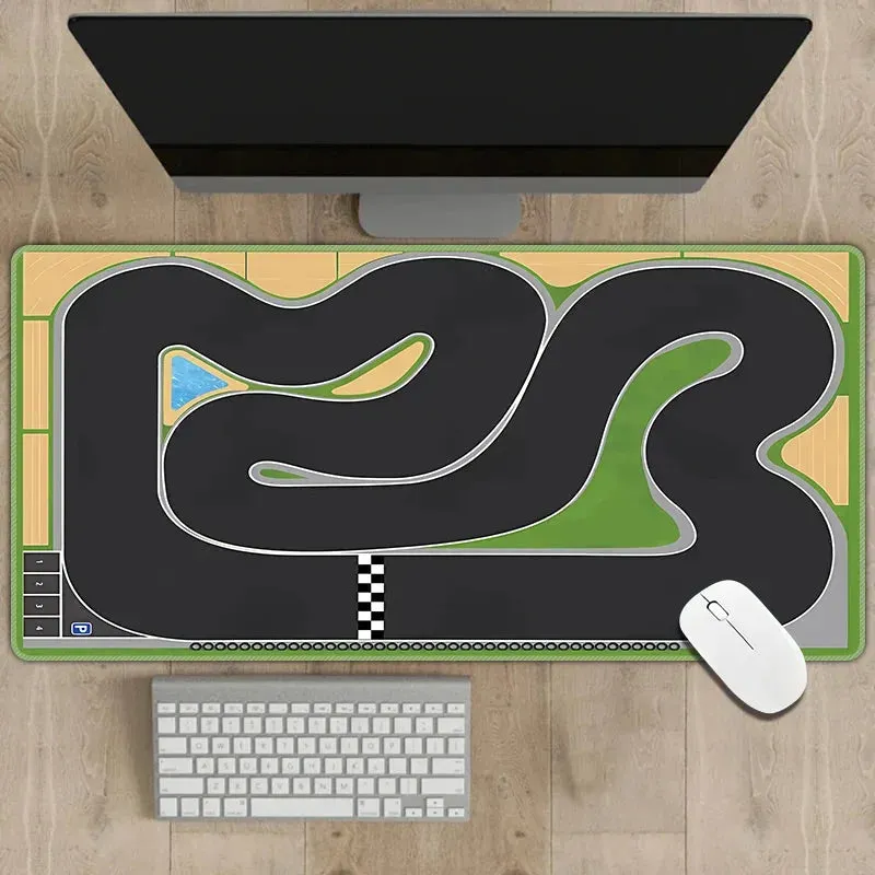 300x600mm Non-Slip Rubber Mouse Pad with RC Racing Track Design - Multipurpose Desk Mat, 2mm Thickness