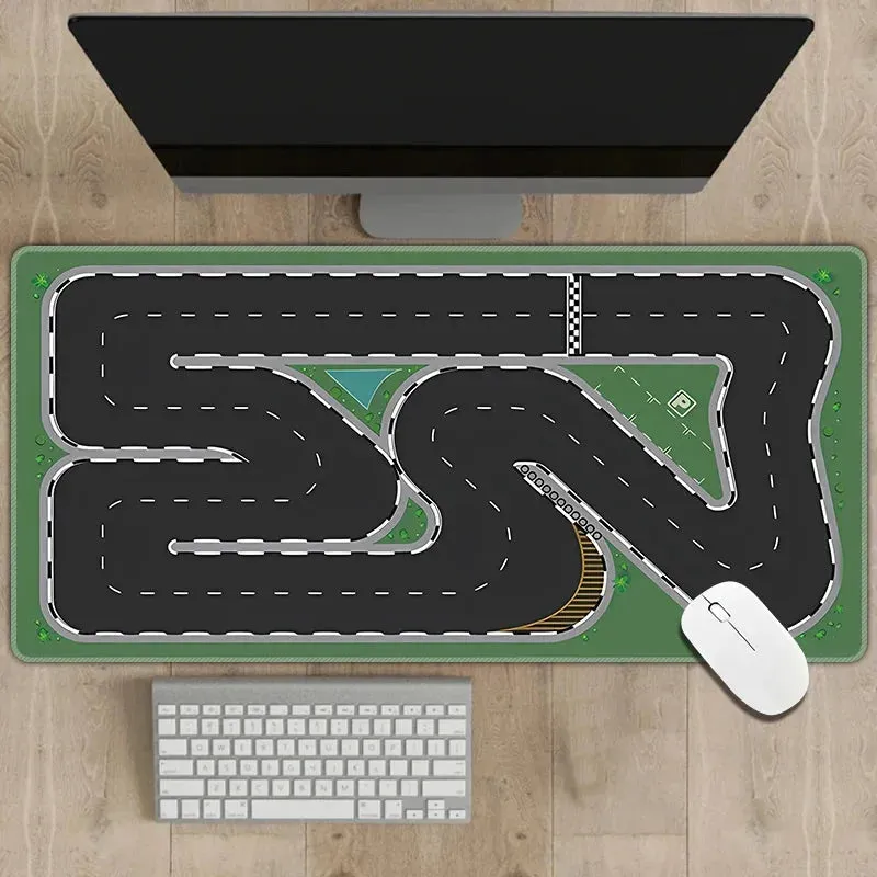 300x600mm Non-Slip Rubber Mouse Pad with RC Racing Track Design - Multipurpose Desk Mat, 2mm Thickness