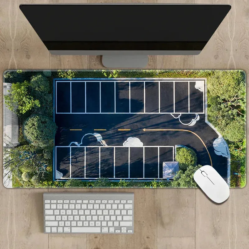 300x600mm Non-Slip Rubber Mouse Pad with RC Racing Track Design - Multipurpose Desk Mat, 2mm Thickness