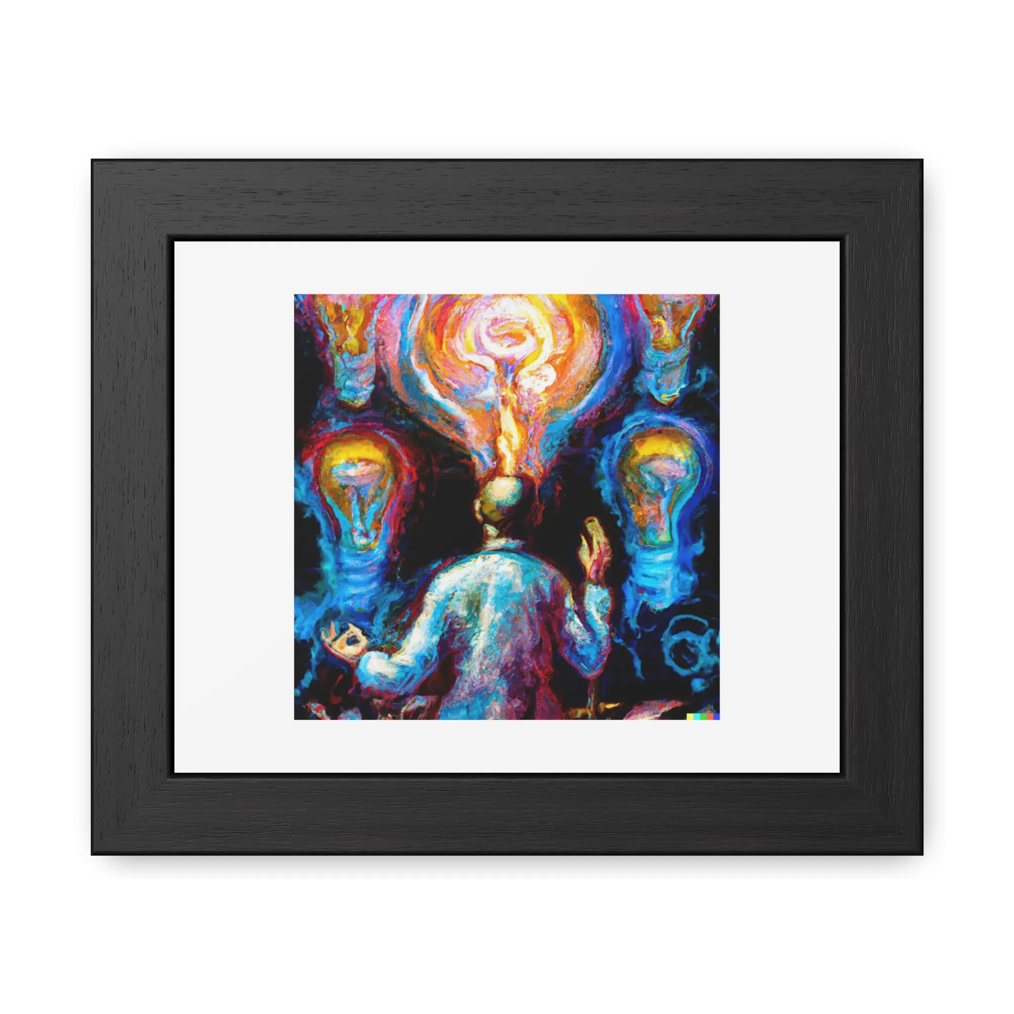 Abstract Oil Painting of Artificial Intelligence 'Designed by AI' Framed Art Print