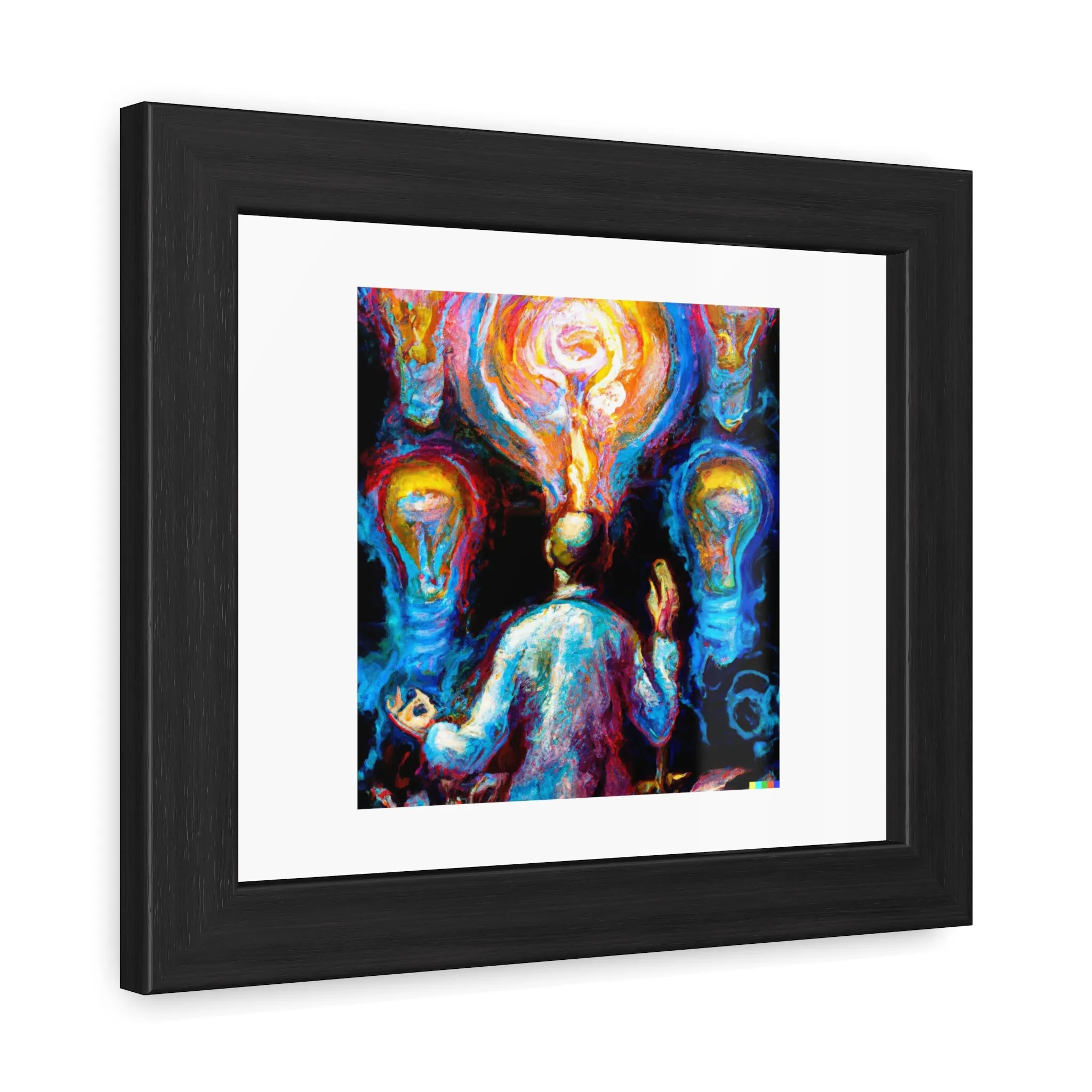 Abstract Oil Painting of Artificial Intelligence 'Designed by AI' Framed Art Print