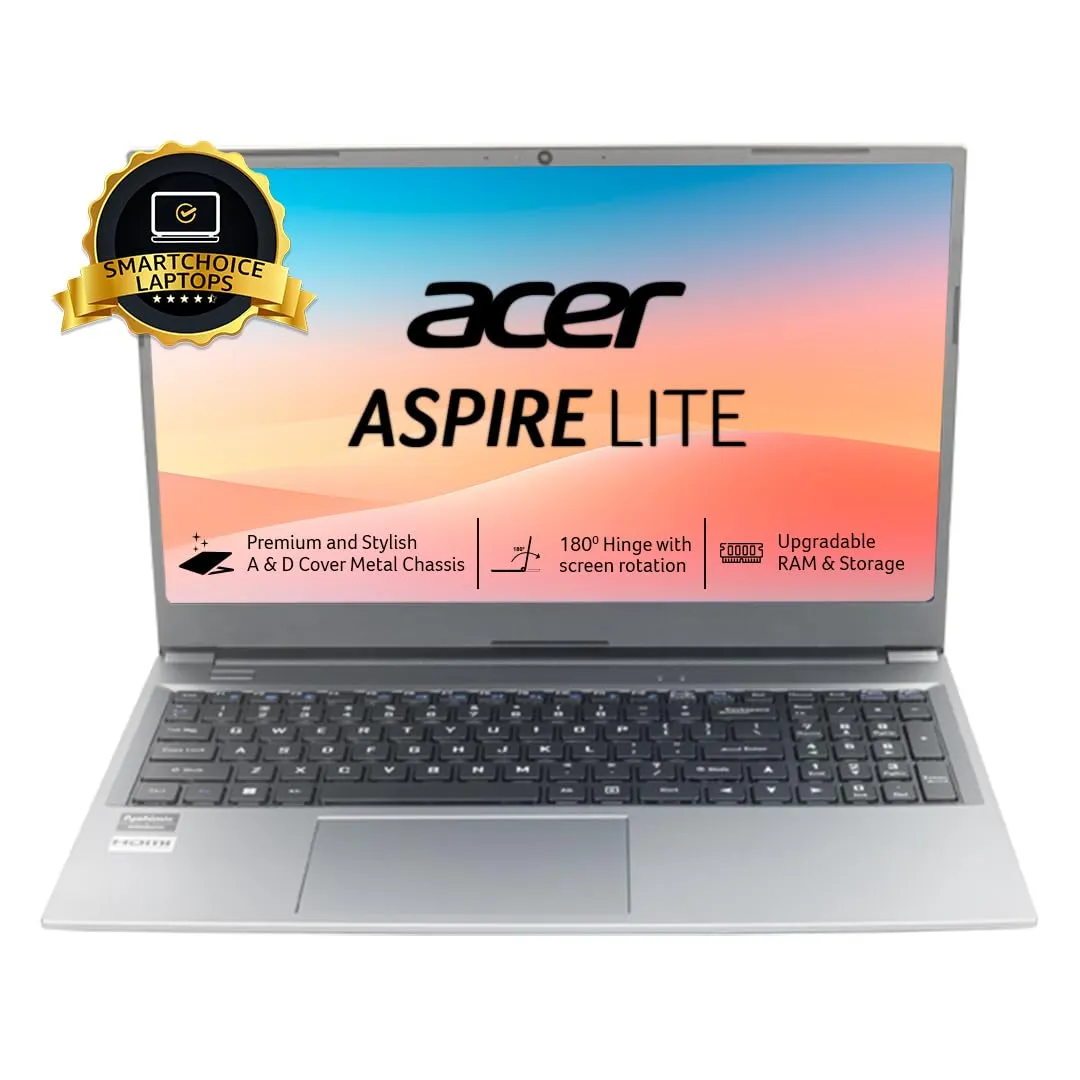 Acer [Smartchoice Aspire Lite AMD Ryzen 3 5300U Premium Thin and Light Laptop (Windows 11 Home/8 GB RAM/512 GB SSD) AL15-41 with 39.62 cm (15.6") Full HD Display, Metal Body, Steel Gray, 1.6 KG