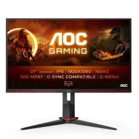 Aoc Gaming 27G2spu/Bk - Led Monitor - Gaming - 27" - 1920 X 1080 Full Hd (1080P) @ 165 Hz - Ips - 250 Cd/M� - 1 Ms - 2Xh