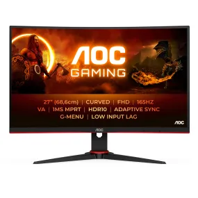 Aoc Gaming C27g2e/Bk - Led Monitor - Gaming - Curved - 27" - 1920 X 1080 Full Hd (1080P) @ 165 Hz - Va - 350 Cd/M� - 300