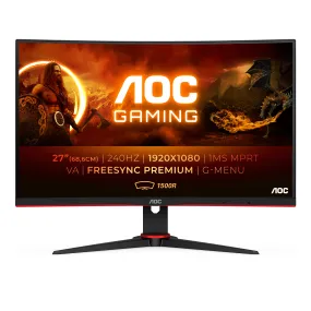 Aoc Gaming C27g2ze/Bk - Led Monitor - Gaming - Curved - 27" - 1920 X 1080 Full Hd (1080P) @ 240 Hz - Va - 300 Cd/M� - 30