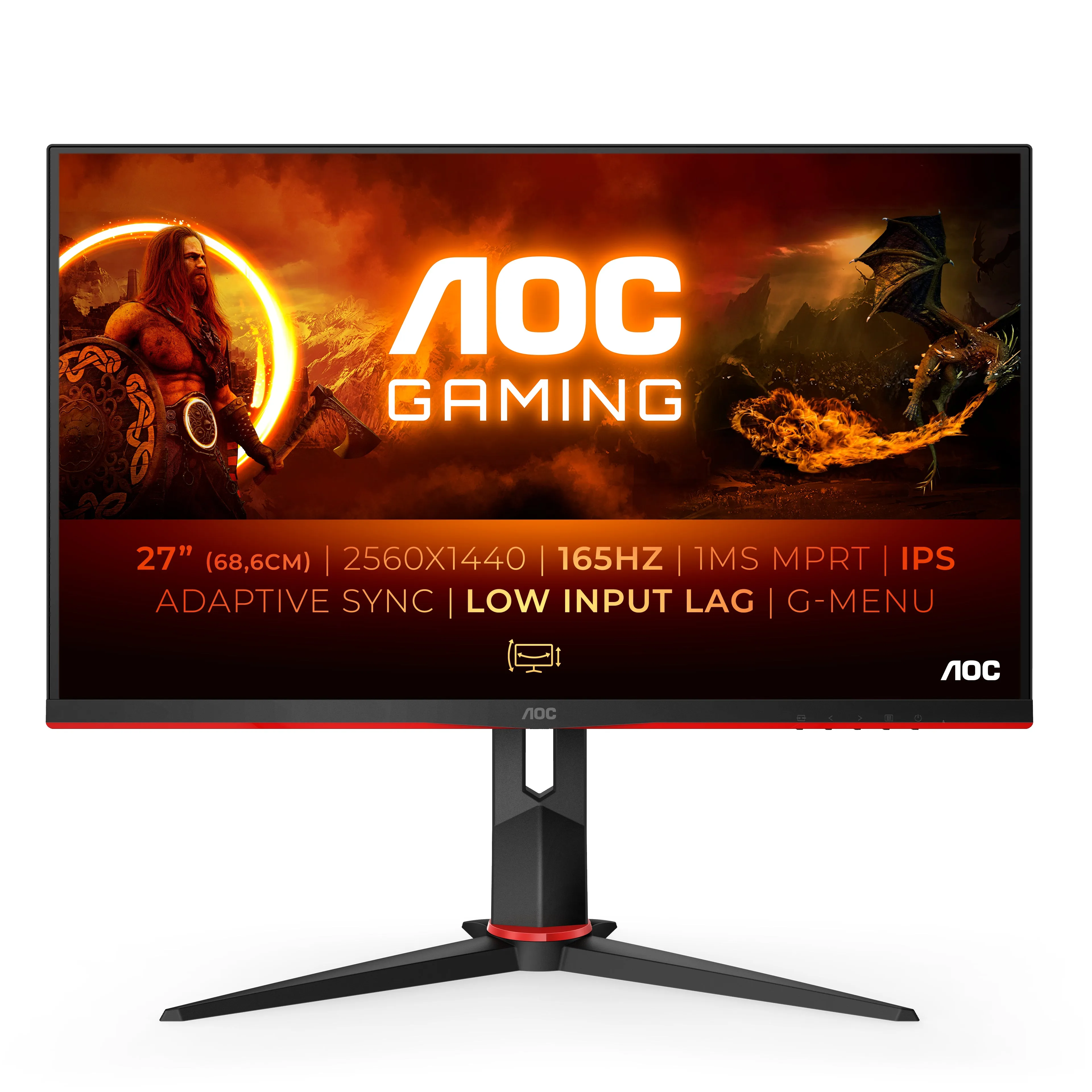 Aoc Gaming Q27g2s - G2 Series - Led Monitor - Gaming - 27" - 2560 X 1440 Qhd @ 165 Hz - Ips - 350 Cd/M� - 1000:1 - 1 Ms