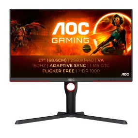 Aoc Gaming Q27g3xmn/Bk - Led Monitor - Gaming - 27" - 2560 X 1440 Qhd @ 180 Hz - Va - 700 Cd/M� - 4000:1 - Displayhdr 10