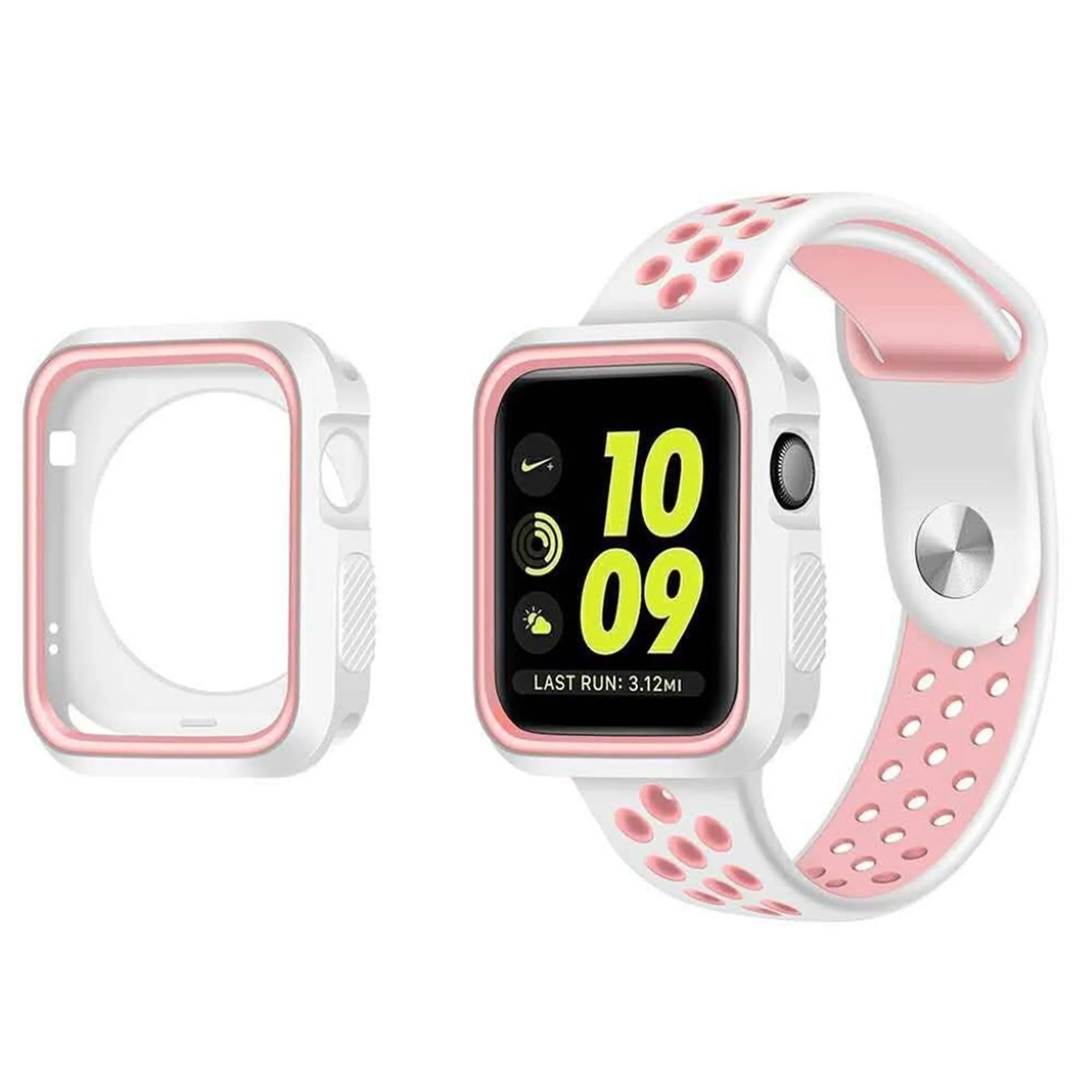 Apple Watch 38mm double color soft silicone case - White   Pink