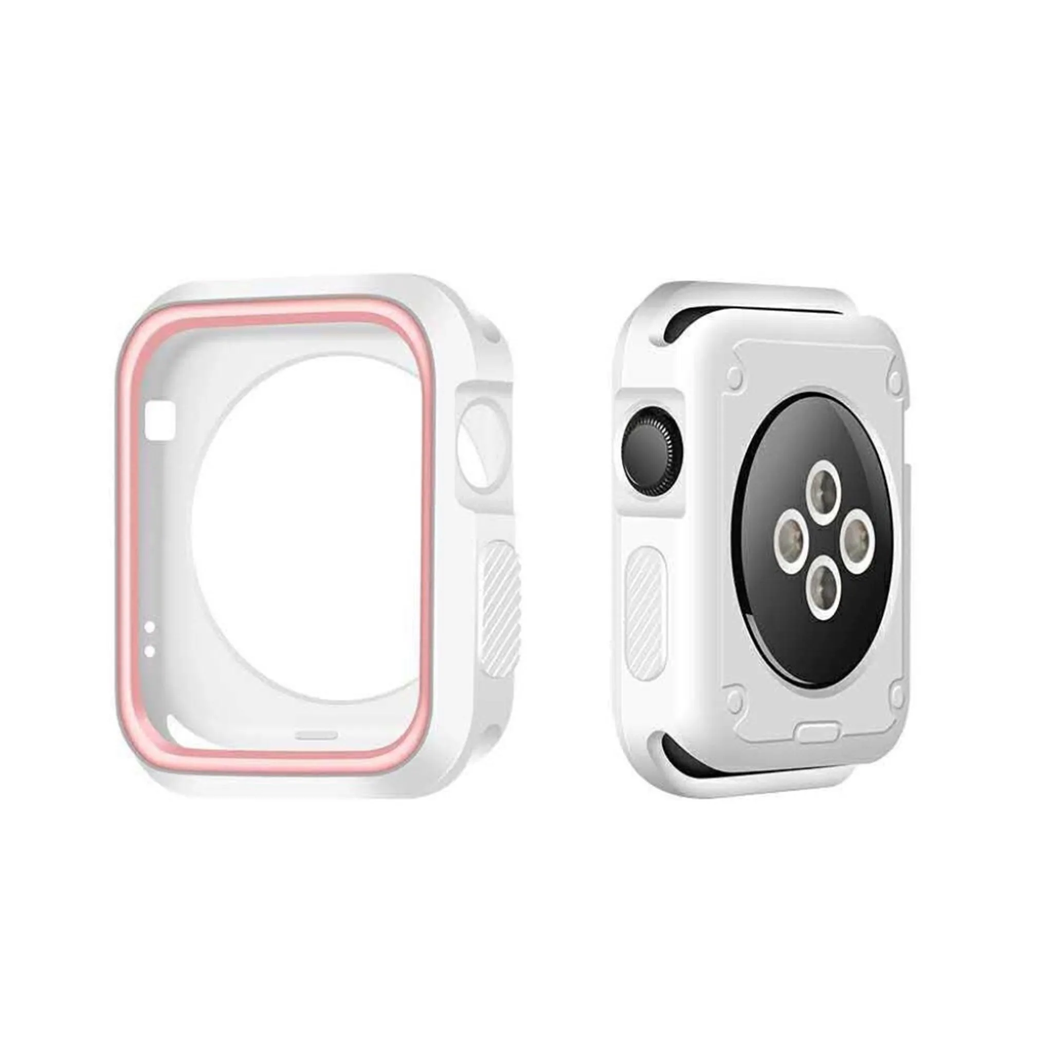 Apple Watch 38mm double color soft silicone case - White   Pink