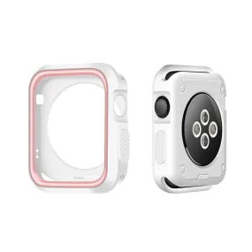 Apple Watch 38mm double color soft silicone case - White   Pink