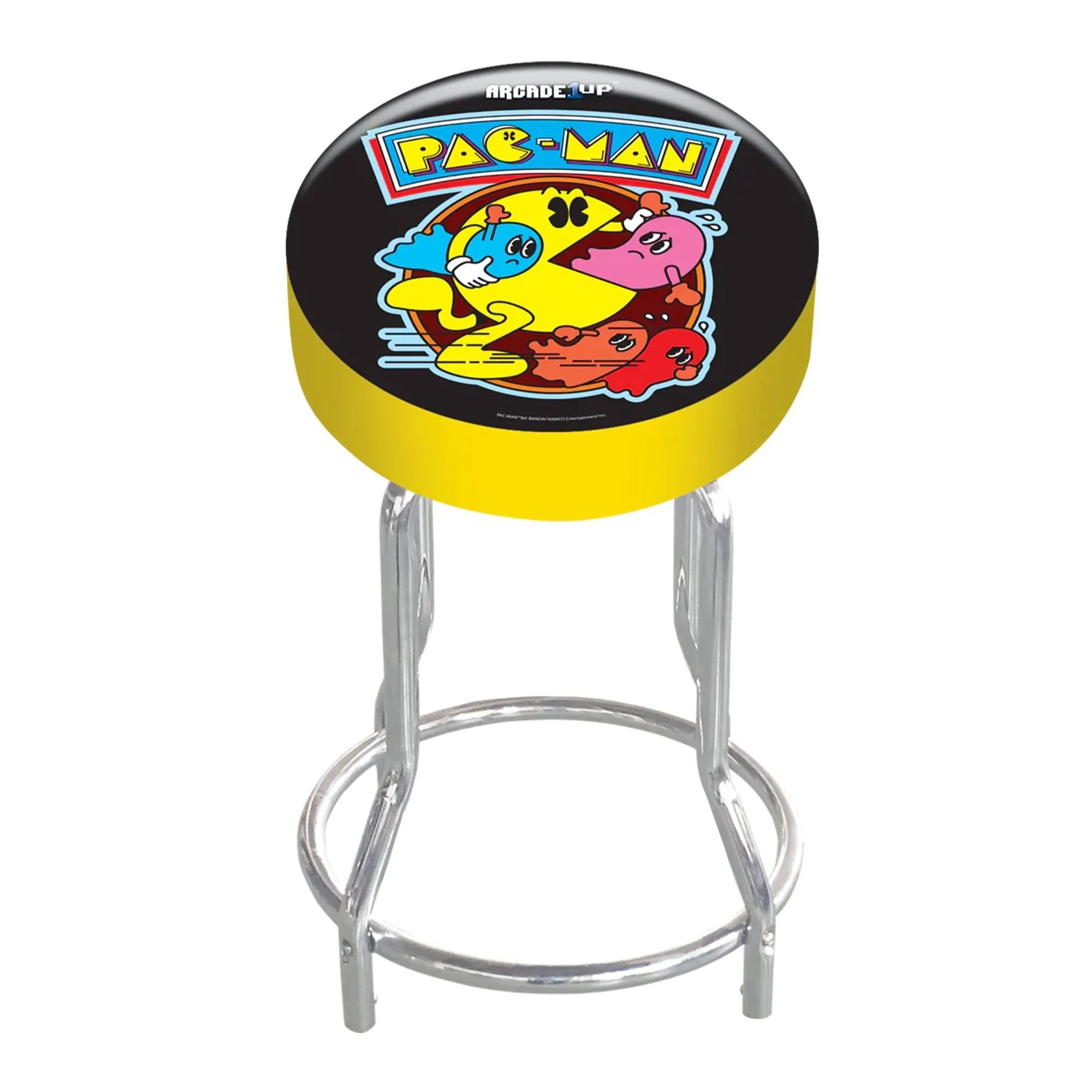 Arcade1Up Pac-Man Adjustable Padded Video Game Chair Stool with Leg Extenders