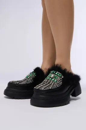 AZALEA WANG AGATA EMBELLISHED OPEN BACK LOAFER IN BLACK