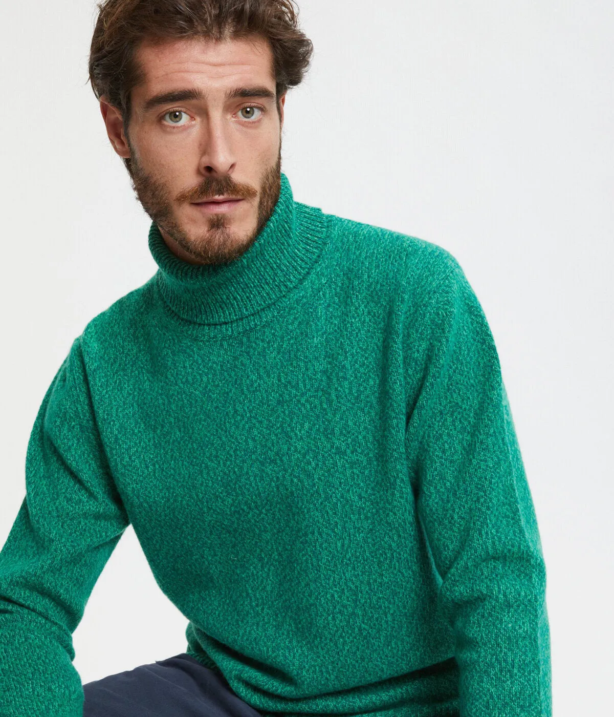 BARACUTA MELANGE TURTLENECK FOREST GREEN MADE IN ITALY