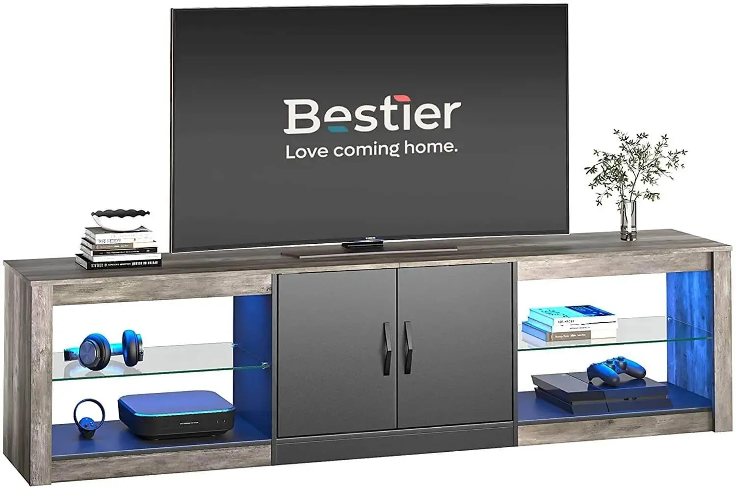 Bestier 70/80 Inch TV Stand with LED Lights for 75/80/85 Inch TV