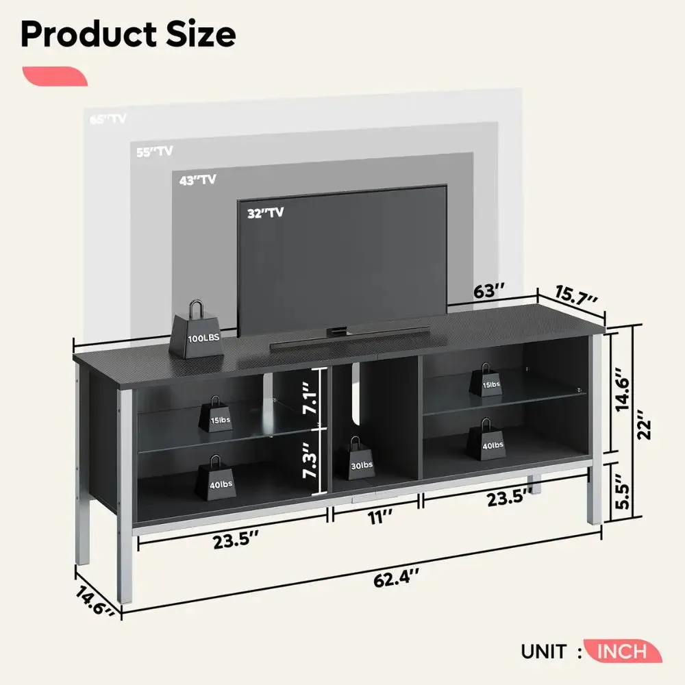 Bestier Gaming TV Stand for 70 Inch TV, Gaming Entertainment Center with LED Lights for PS4