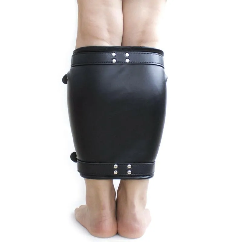 Black Leather Wrist Cuff for Unisex Erotic Leg Binding Bondage