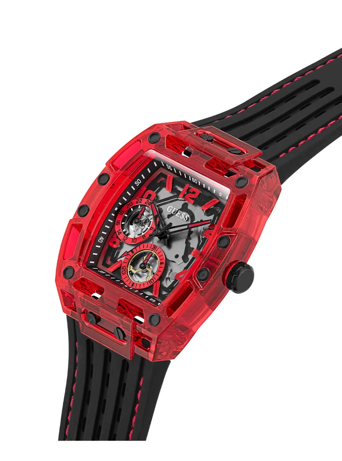 Black Phoenix Red Rectangle Silicone Watch