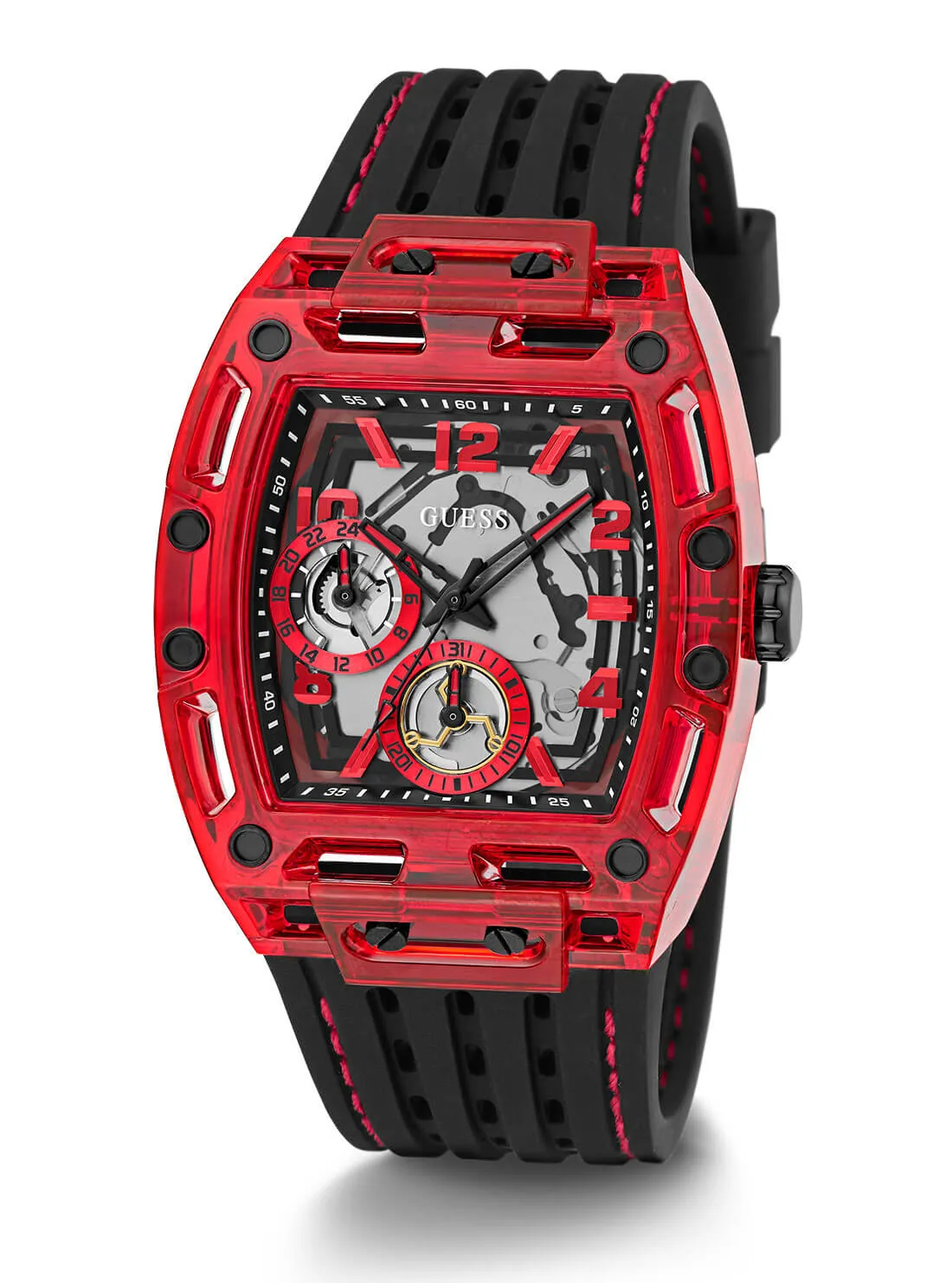 Black Phoenix Red Rectangle Silicone Watch