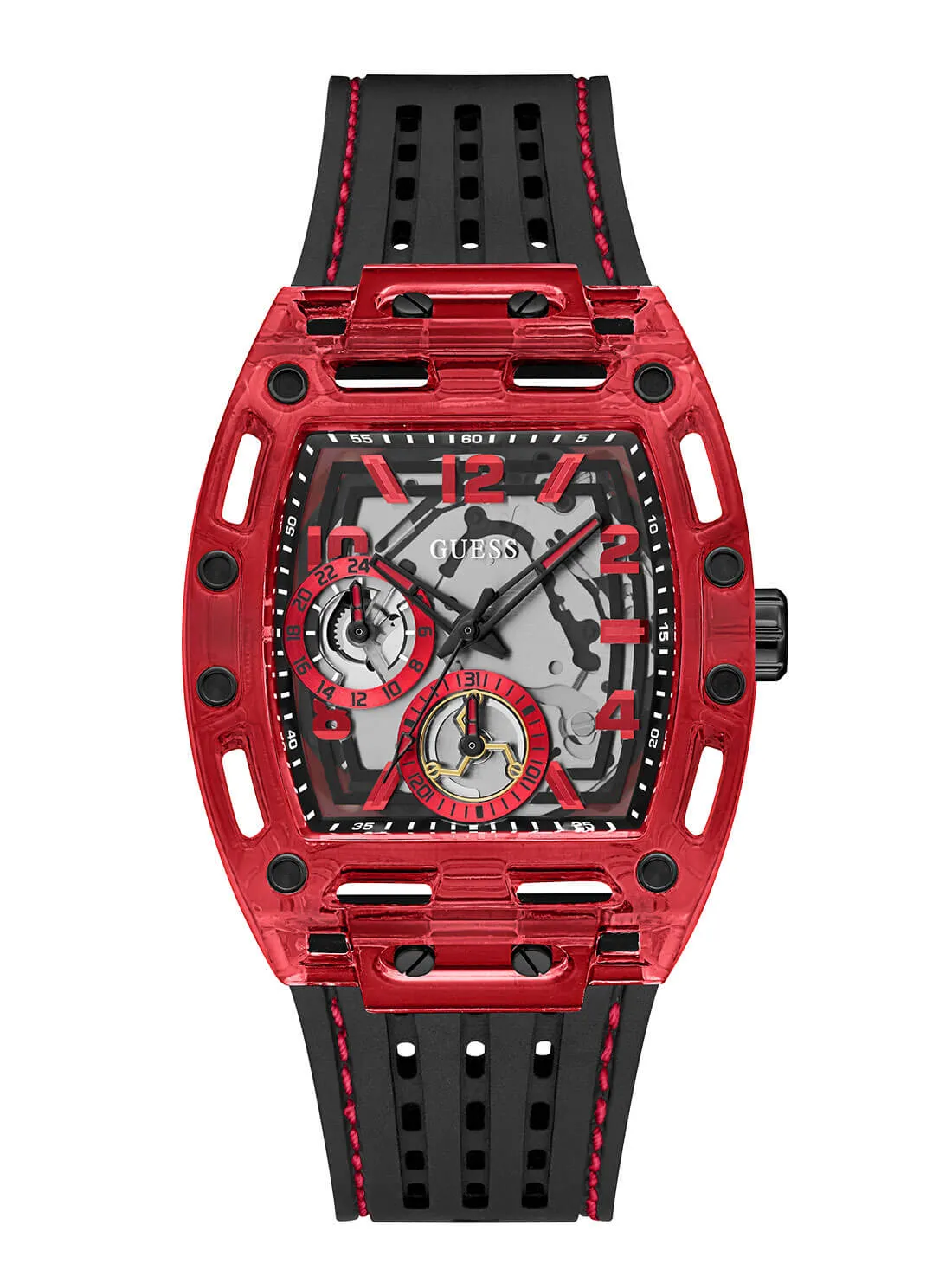 Black Phoenix Red Rectangle Silicone Watch