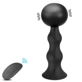 Black Silicone Vibration Inflatable Rear Anal Plug with Remote Control