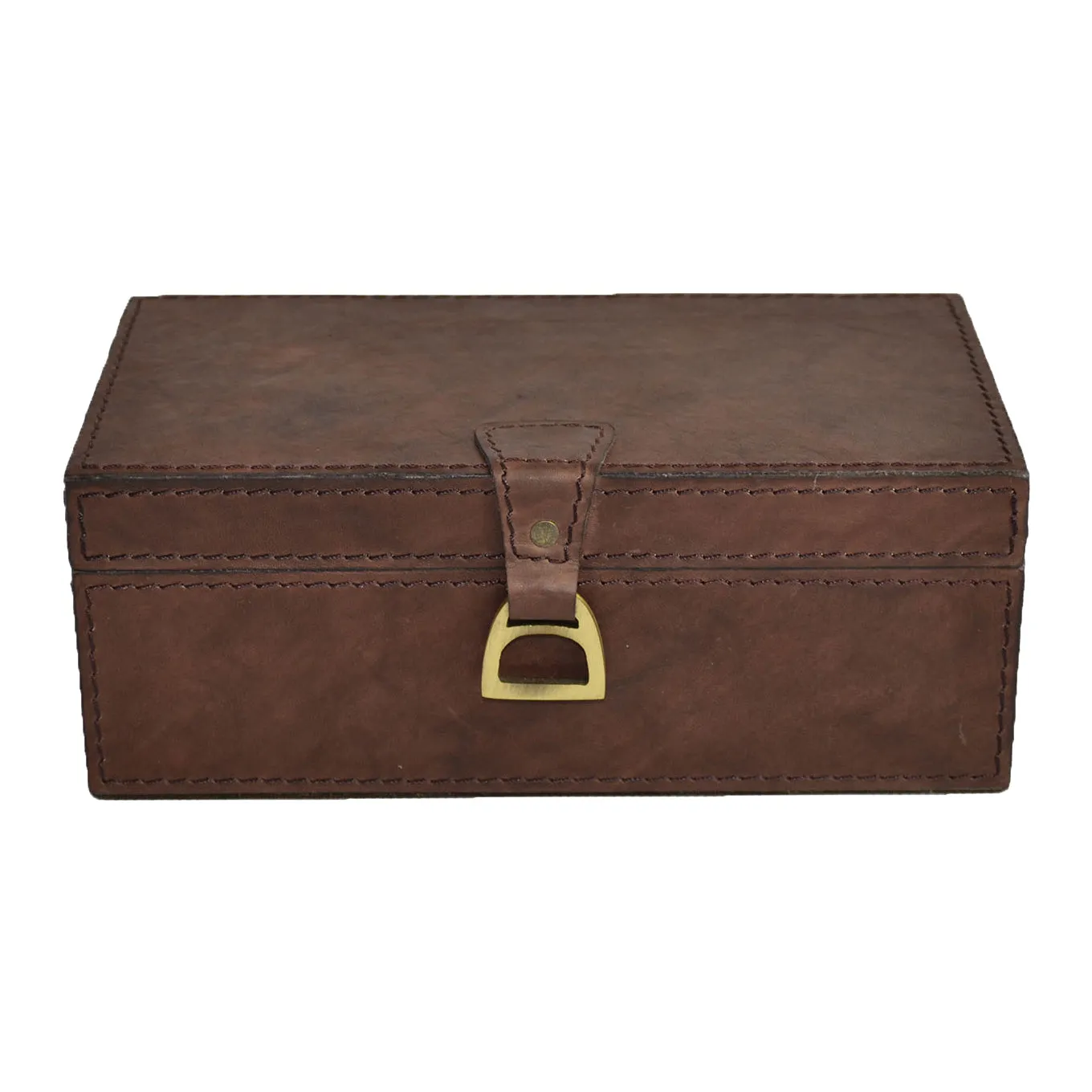 Brown Leather Box with Stirrup