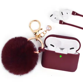 Burgundy Keychain Case for Airpods Pro