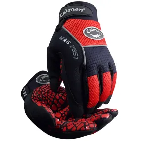 Caiman 2951-4 Multi-Activity Glove with Silicone Grip on Synthetic Leather Palm and Red AirMesh Back