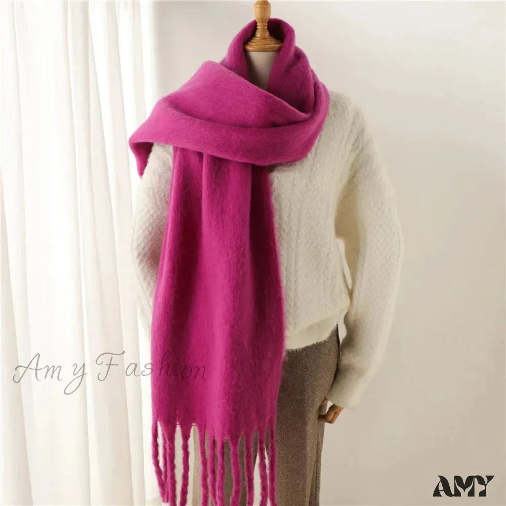 Cashmere Winter Scarf for Women - Solid Thick Soft Pashmina Wrap