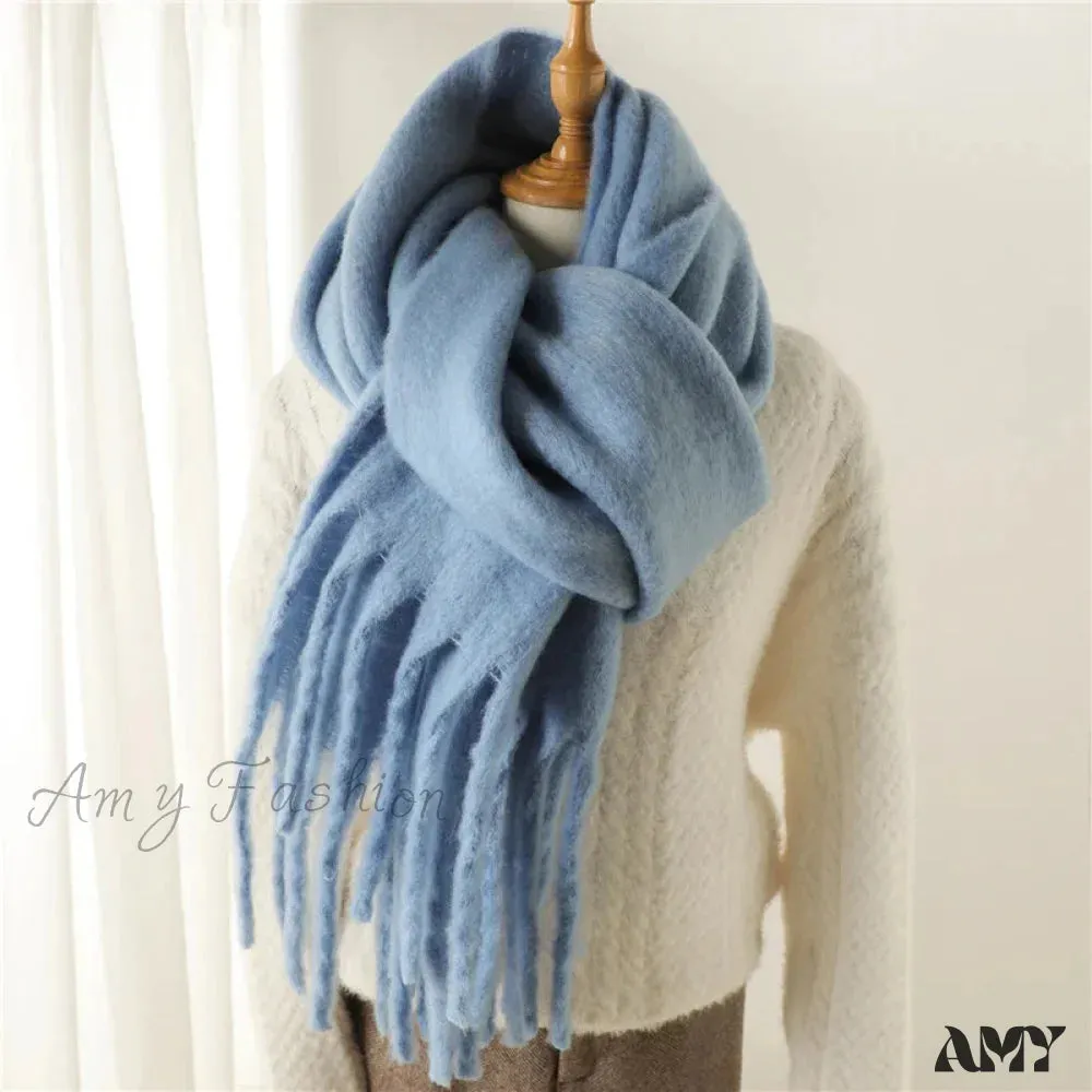 Cashmere Winter Scarf for Women - Solid Thick Soft Pashmina Wrap