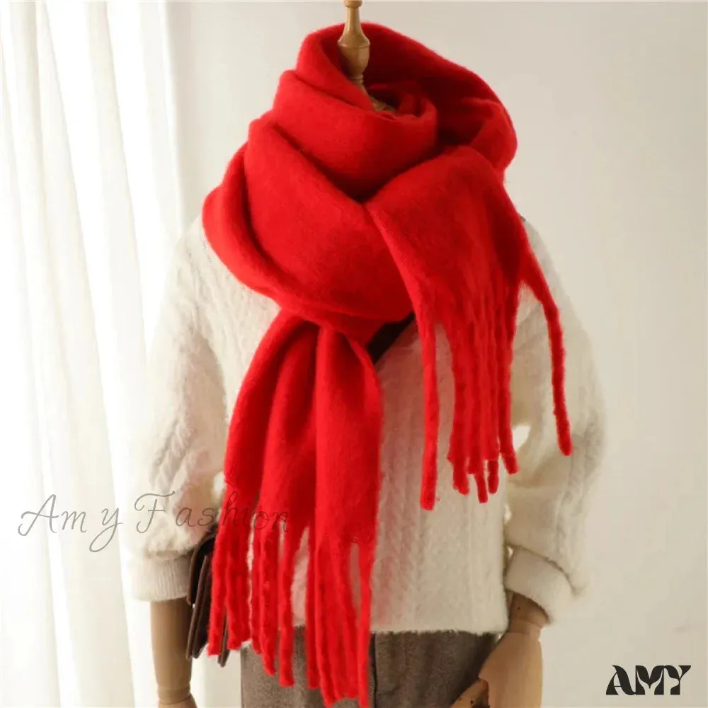 Cashmere Winter Scarf for Women - Solid Thick Soft Pashmina Wrap