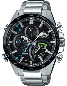 Casio Edifice Black Lable Bluetooth - Black Dial with Blue Accents - Stainless