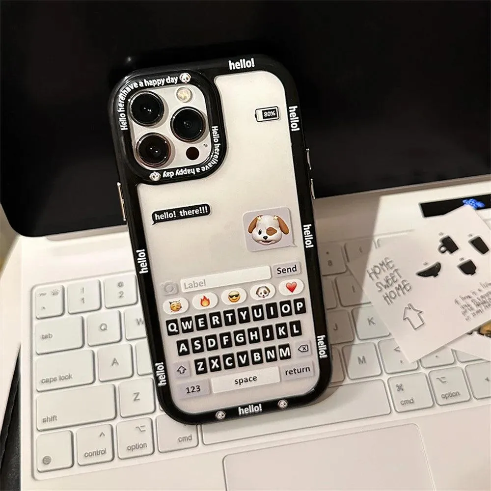 Chat Keyboard Puppy Pattern - Cute Phone Case For iPhone 13, 14, 11, 12 Pro Max, XS, XR, X, 7, 8, 14 Plus, or SE