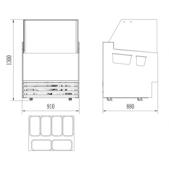 Combisteel Komodo Ice Cream Counter Display Freezer 6 x 5 Litre - 7487.0250