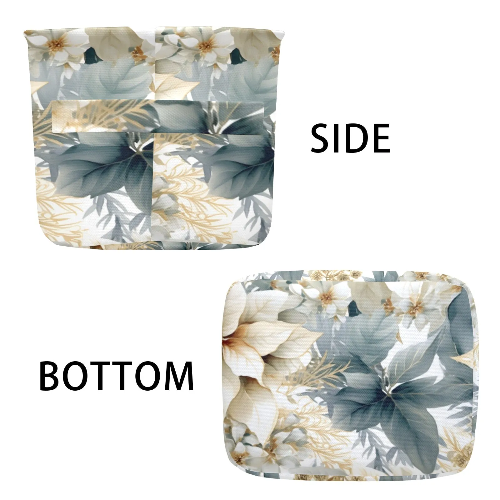 Cream Poinsettia Fabric Storage Basket