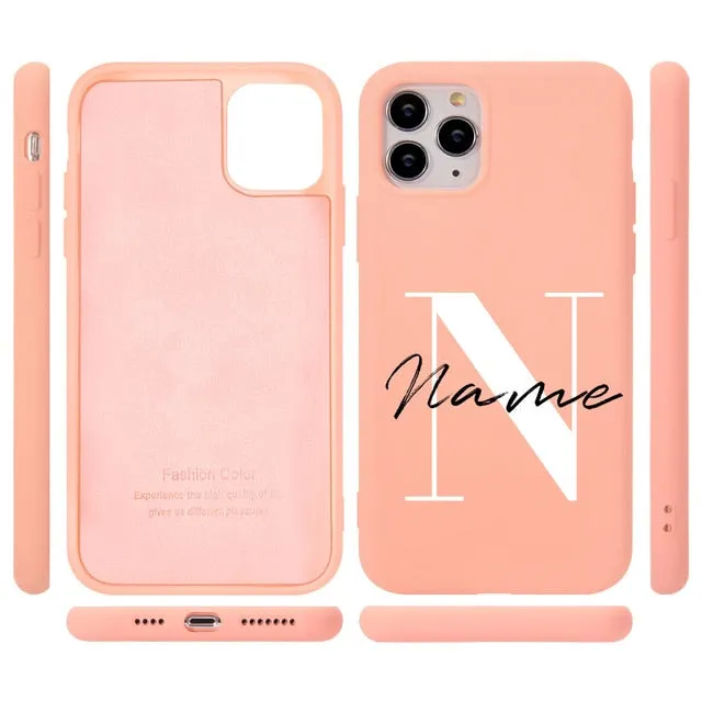 Custom Capital Letter & Name Silicone Phone Case For iPhone