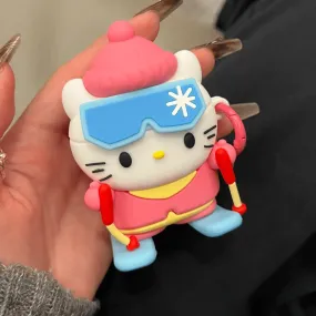 Cute Skiing Kitty Silicone AirPods Earphone Case