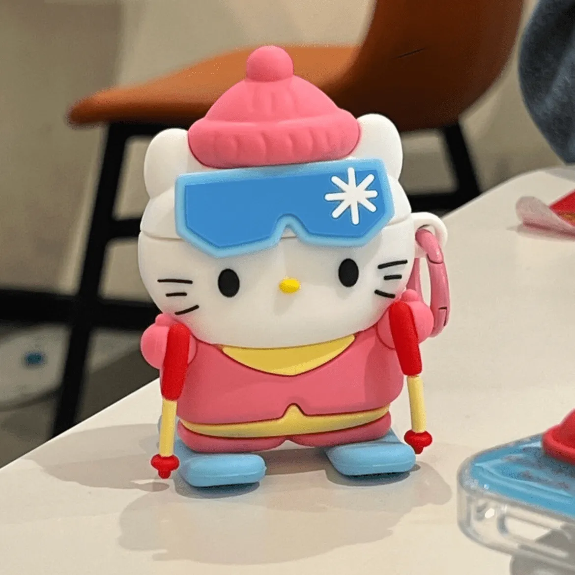 Cute Skiing Kitty Silicone AirPods Earphone Case