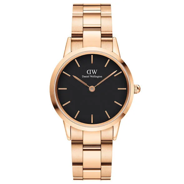 Daniel Wellington Ladies Rose Gold Iconinc Link Watch DW00100212