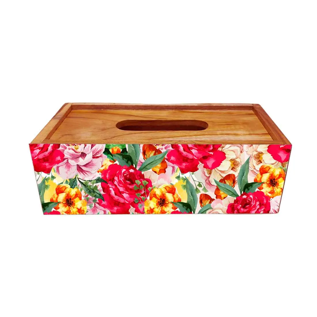 Decorative Wooden Tissue Box Holder for Home Office - Rose