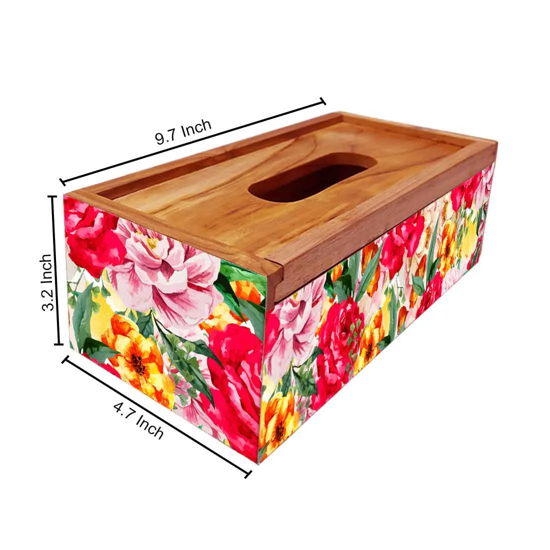 Decorative Wooden Tissue Box Holder for Home Office - Rose