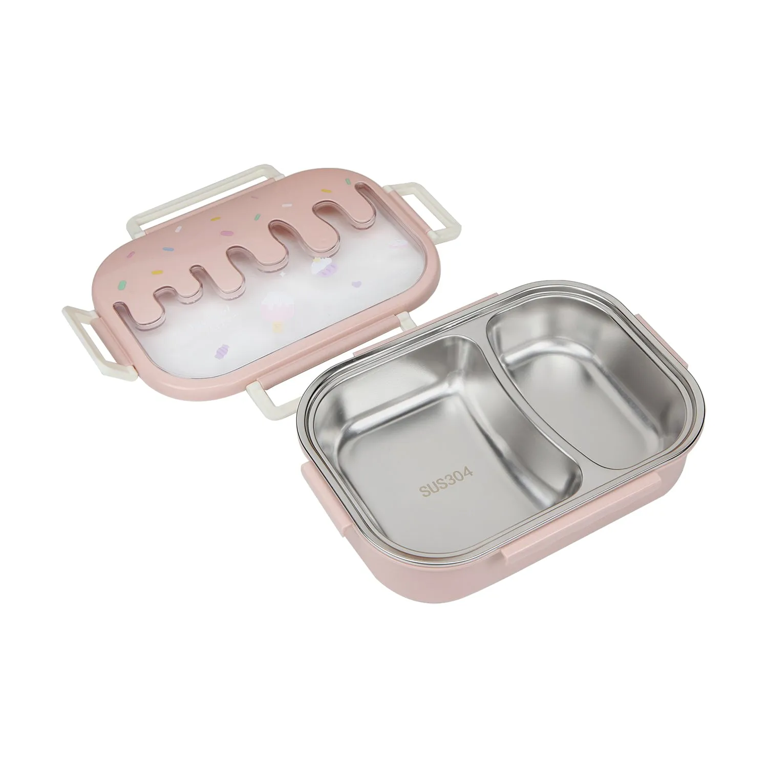 DOUBLE COMPARTMENT ICE-CREAM PRINT LUNCH BOX - PINK