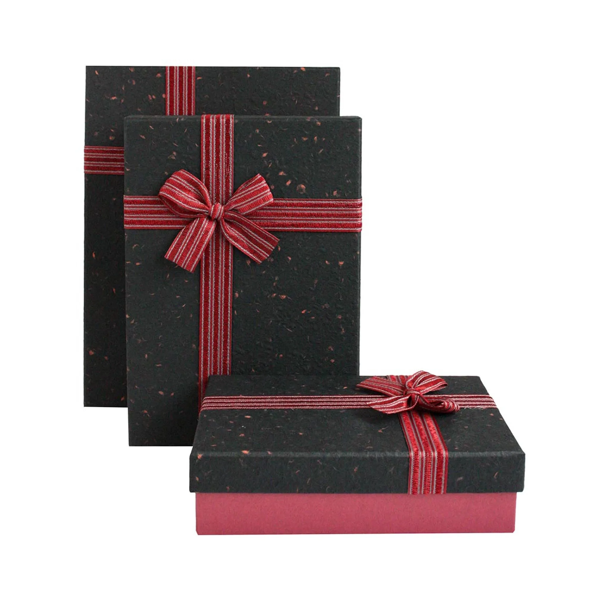 Elegant Burgundy/Black Gift Boxes - Set of 3 (Sizes Available)