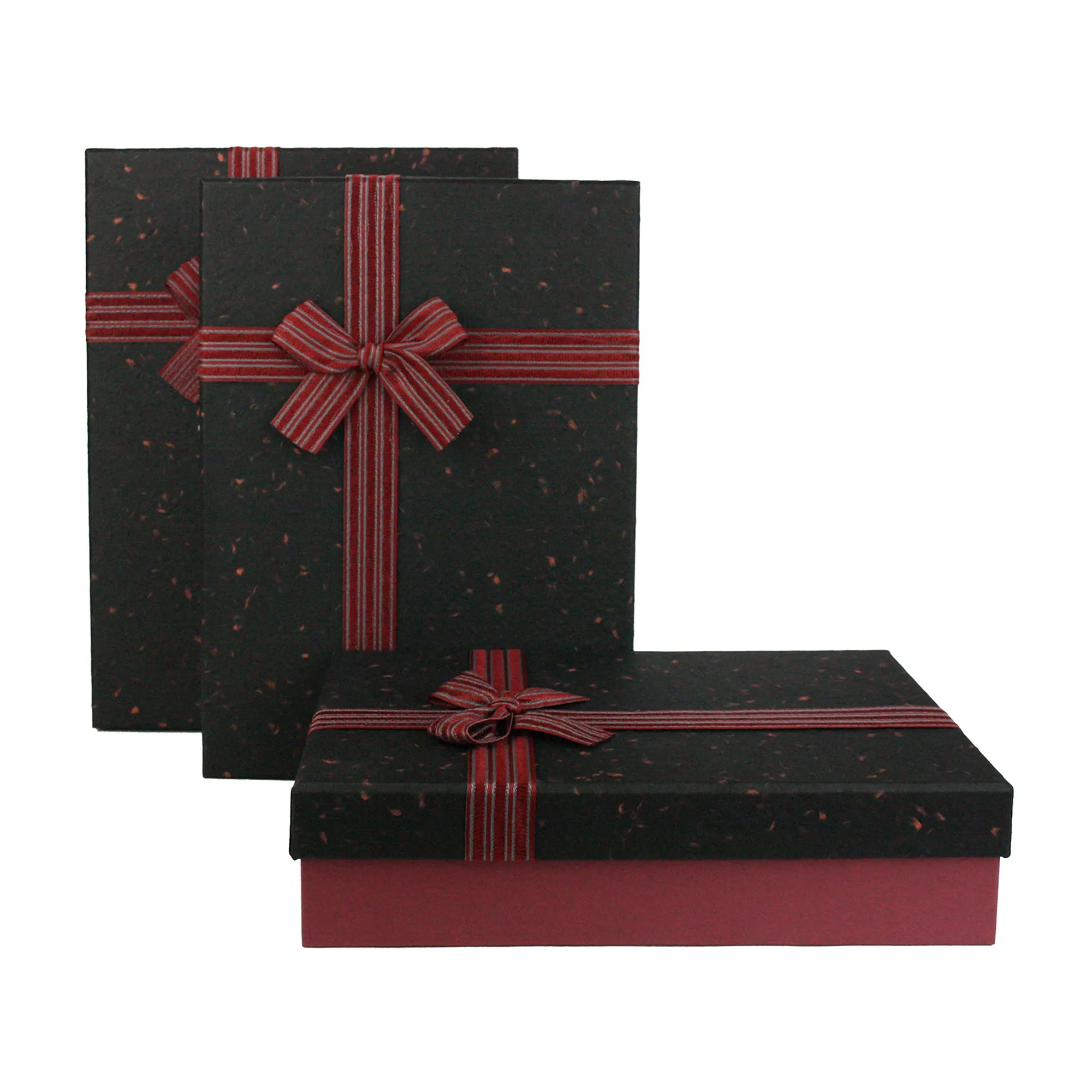 Elegant Burgundy/Black Gift Boxes - Set of 3 (Sizes Available)